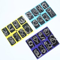 Nine Linked Rings Puzzle, 8-Piece and 24-Piece Metal Brain Teaser Set, Traditional Chinese IQ Puzzle