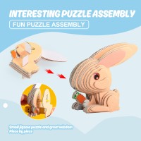  Children's 3D DIY Animal Puzzle, Rabbit, Educational Toy for Kids Ages 3-6