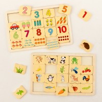 Children's Number and Animal Matching Puzzle, Early Education Wooden Educational Toy