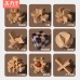 Kongming Lock 9-Piece Gift Set, Luban Lock 9-Piece Gift Set, Wooden Puzzle Ring Set, Traditional Chinese Brain Teaser Toy