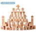 Natural Unpainted Wooden Blocks, Large, Bucket Set for Preschool, Wooden Table Construction, Solid Wood Toys