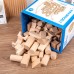 Natural Unpainted Wooden Blocks, Large, Bucket Set for Preschool, Wooden Table Construction, Solid Wood Toys