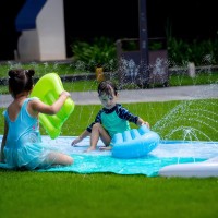 Interactive Whale Water Slide - Double Kids Outdoor Splash Pad with Sprinklers