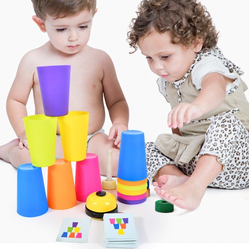 Montessori Early Education Stacking Cup Game, Hand-Eye Coordination Training, Parent-Child Interactive Toy