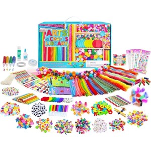 3000 Pcs+ Colorful Arts & Crafts DIY Kit – Pom Poms, Pipe Cleaners, Wooden Beads, Glitter Pom Poms, Googly Eyes for Children’s Creative Fun!