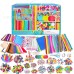 3000 Pcs+ Colorful Arts & Crafts DIY Kit – Pom Poms, Pipe Cleaners, Wooden Beads, Glitter Pom Poms, Googly Eyes for Children’s Creative Fun!