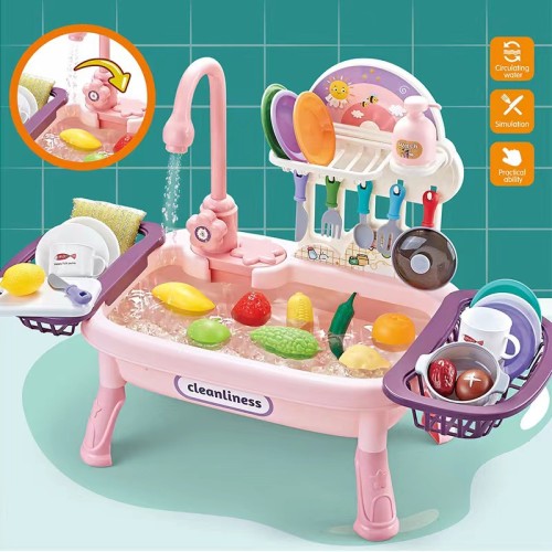 Children's Large Electric Circulating Sink, Realistic Kitchen Role-Play Toy