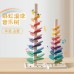 Wooden Rainbow Music Tree, Large Petal Music Tree, Rolling Ball Track Toy for Kids