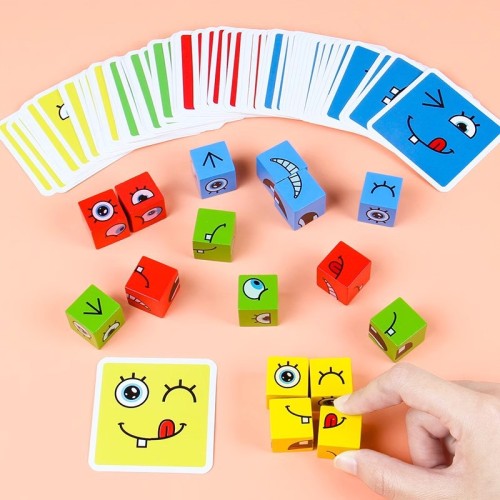 Face-Changing Magic Cube Blocks, Children's Spatial Thinking Early Education Toy, Parent-Child Interactive Puzzle Game